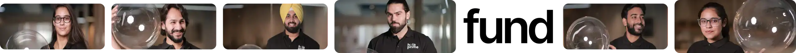 Hola Prime team, enjoying fun moments with bubbles — showcasing diverse talent, tech culture, and mentioning the black 'fund' highlighted on it